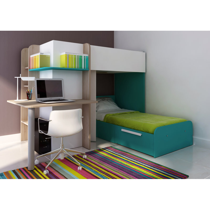 Tiger Lily Single LShaped Bunk Bed With Storage And Desk Kids Beds UK